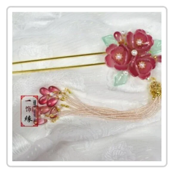 HANDMADE Glass Flower Pearl Hairpin [Brand New] - Picture 3 of 8